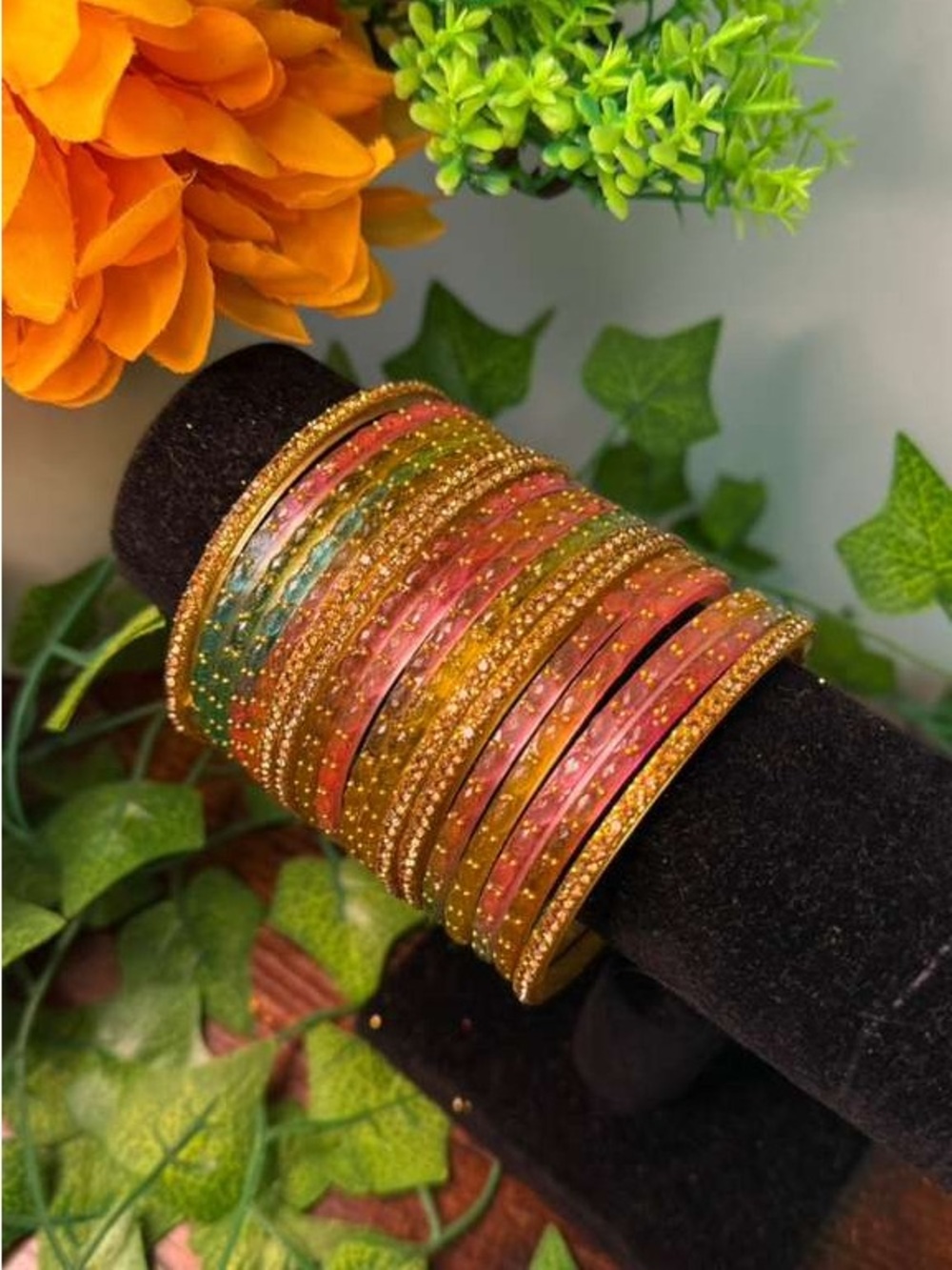 Multicolor Gold-Trimmed Women's Bangle Set